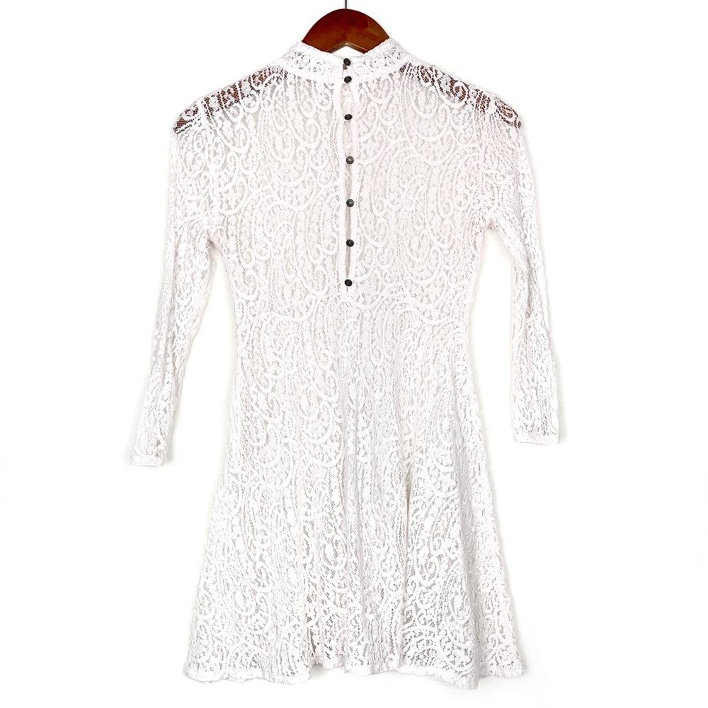 Free People White Lace Sheer Long Sleeve Dress - Picture 2 of 3